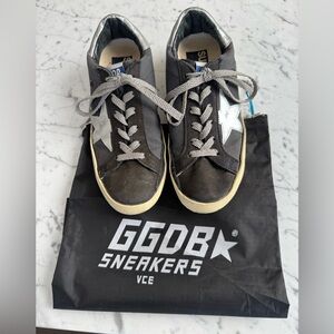 Golden Goose Superstar Black Canvas / Suede Star Lift Platform Sneakers / worn 1